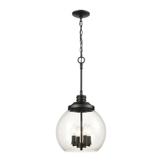 Atlas Lighting Chandra 13'' Wide 4Lt Pendant, Matte Black/Clear - CL12123-BK