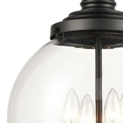 Atlas Lighting Chandra 13'' Wide 4Lt Pendant, Matte Black/Clear