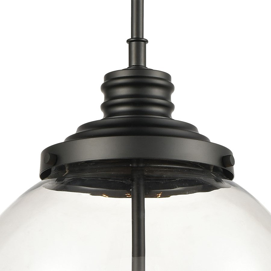 Atlas Lighting Chandra 13'' Wide 4Lt Pendant, Matte Black/Clear