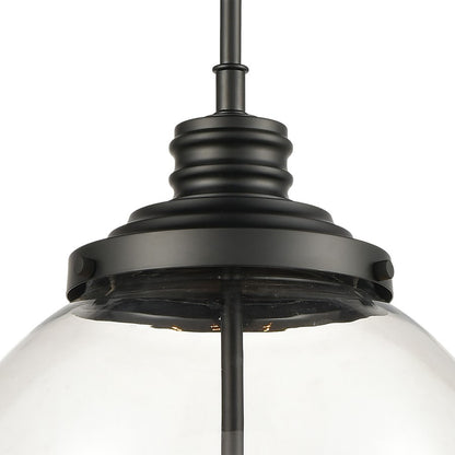 Atlas Lighting Chandra 13'' Wide 4Lt Pendant, Matte Black/Clear