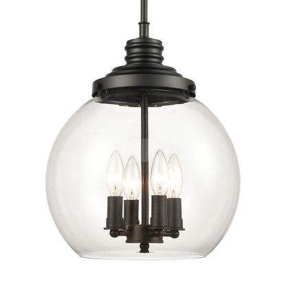 Atlas Lighting Chandra 13'' Wide 4Lt Pendant, Matte Black/Clear