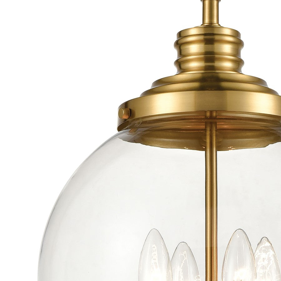 Atlas Lighting Chandra 13in 4-Light Pendant | Transitional Burnished Brass and Clear Glass | Kitchen Island & Dining Room | Model CL12123-BS