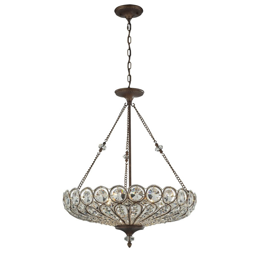 Atlas Lighting Christina 26in 6-Light Chandelier | Traditional Antique Bronze and Brown Crystal | Living Room & Dining Room | Model CL12125-BZ