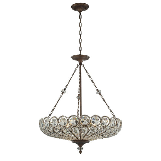 Atlas Lighting Christina 26in 6-Light Chandelier | Traditional Antique Bronze and Brown Crystal | Living Room & Dining Room | Model CL12125-BZ