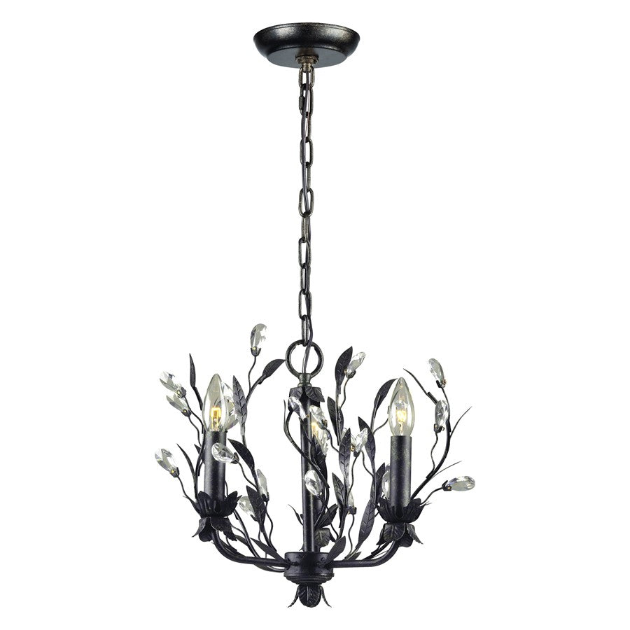 Atlas Lighting Circeo 16in 3-Light Chandelier | Traditional Silvered Bronze and Crystal | Dining Room & Living Room | Model CL12129-BZ