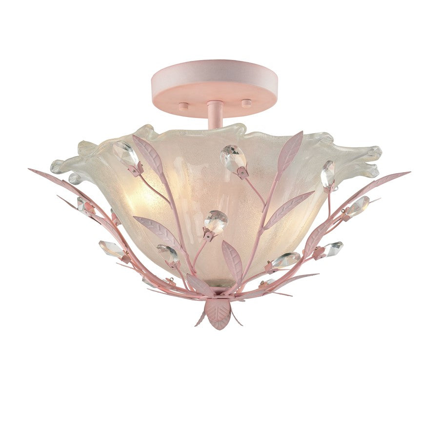 Atlas Lighting Circeo 17in 2-Light Semi-Flush Mount | Traditional Light Pink and White Frosted Glass | Bedroom & Living Room | Model CL12130-PK