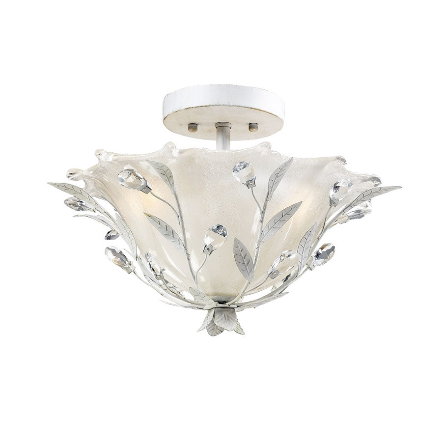 Atlas Lighting Circeo 17in 2-Light Semi-Flush Mount | Traditional Antique White and White Frosted Glass | Bedroom & Living Room | Model CL12130-WH