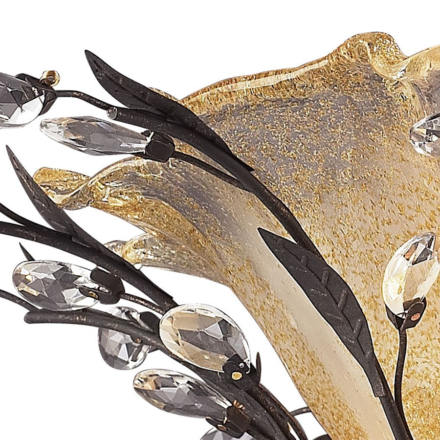 Atlas Lighting Circeo 24in 2-Light Semi-Flush Mount | Traditional Silvered Bronze and Amber Glass | Entryway & Hallway | Model CL12134-BZ