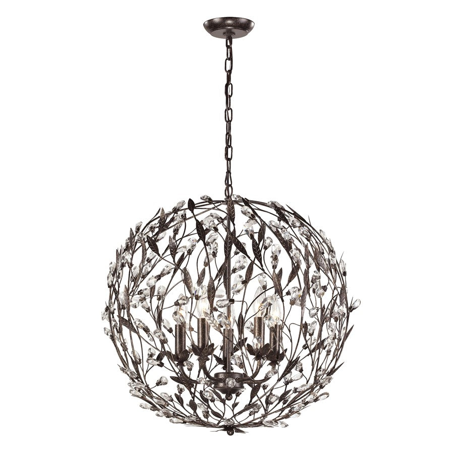Atlas Lighting Circeo 24in 5-Light Chandelier | Traditional Silvered Bronze and Clear Crystal | Dining Room & Foyer | Model CL12135-BZ
