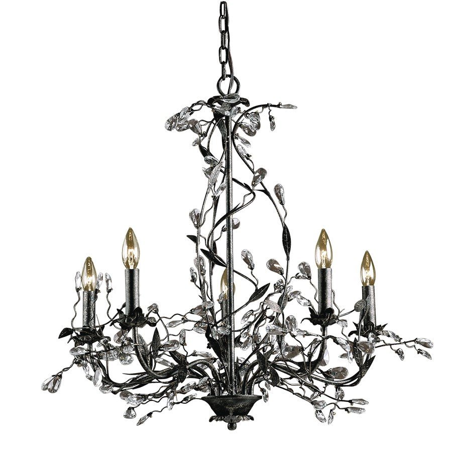 Atlas Lighting Circeo 27in 5-Light Chandelier | Traditional Silvered Bronze and Clear Crystal | Dining Room & Living Room | Model CL12136-BZ
