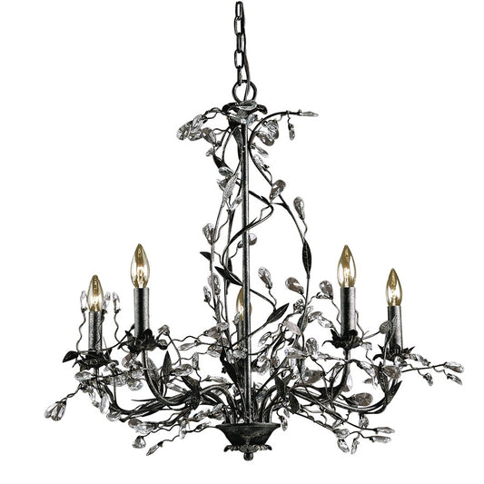 Atlas Lighting Circeo 27in 5-Light Chandelier | Traditional Silvered Bronze and Clear Crystal | Dining Room & Living Room | Model CL12136-BZ