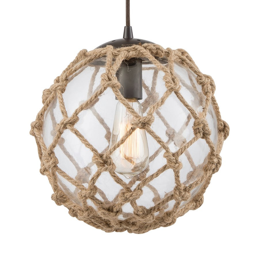 Atlas Lighting Coastal Inlet 11in 1-Light Pendant | Transitional Oil Rubbed Bronze and Clear Glass | Kitchen Island & Dining Room | Model CL12147-BZ1