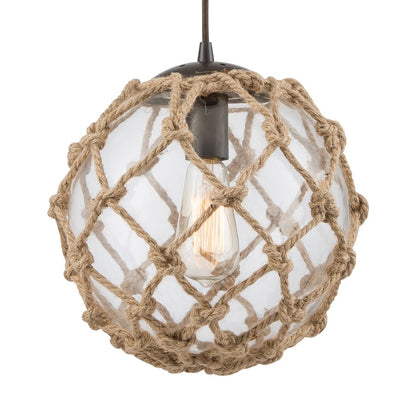 Atlas Lighting Coastal Inlet 11in 1-Light Pendant | Transitional Oil Rubbed Bronze and Clear Glass | Kitchen Island & Dining Room | Model CL12147-BZ1