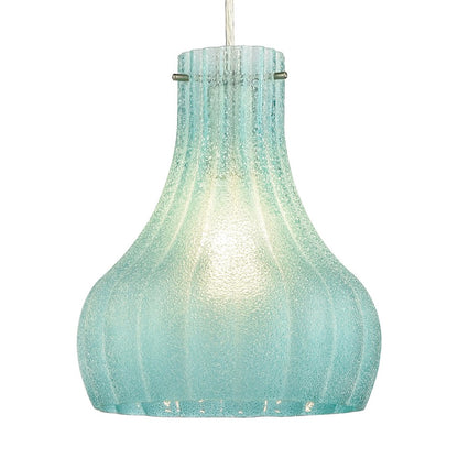 Atlas Lighting Coastal Scallop 8in 1-Light Mini Pendant | Transitional Satin Nickel and Green Glass | Kitchen Island & Breakfast | Model CL12148-BL