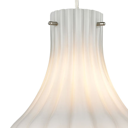 Atlas Lighting Coastal Scallop 8in 1-Light Mini Pendant | Transitional Satin Nickel and Opal White Glass | Kitchen Island | Model CL12148-WH1