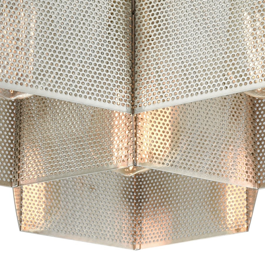 Atlas Lighting Compartir 15in 3-Light Semi Flush Mount | Modern Satin Brass and Polished Nickel Honeycomb | Entryway & Hallway | Model CL12152-BS