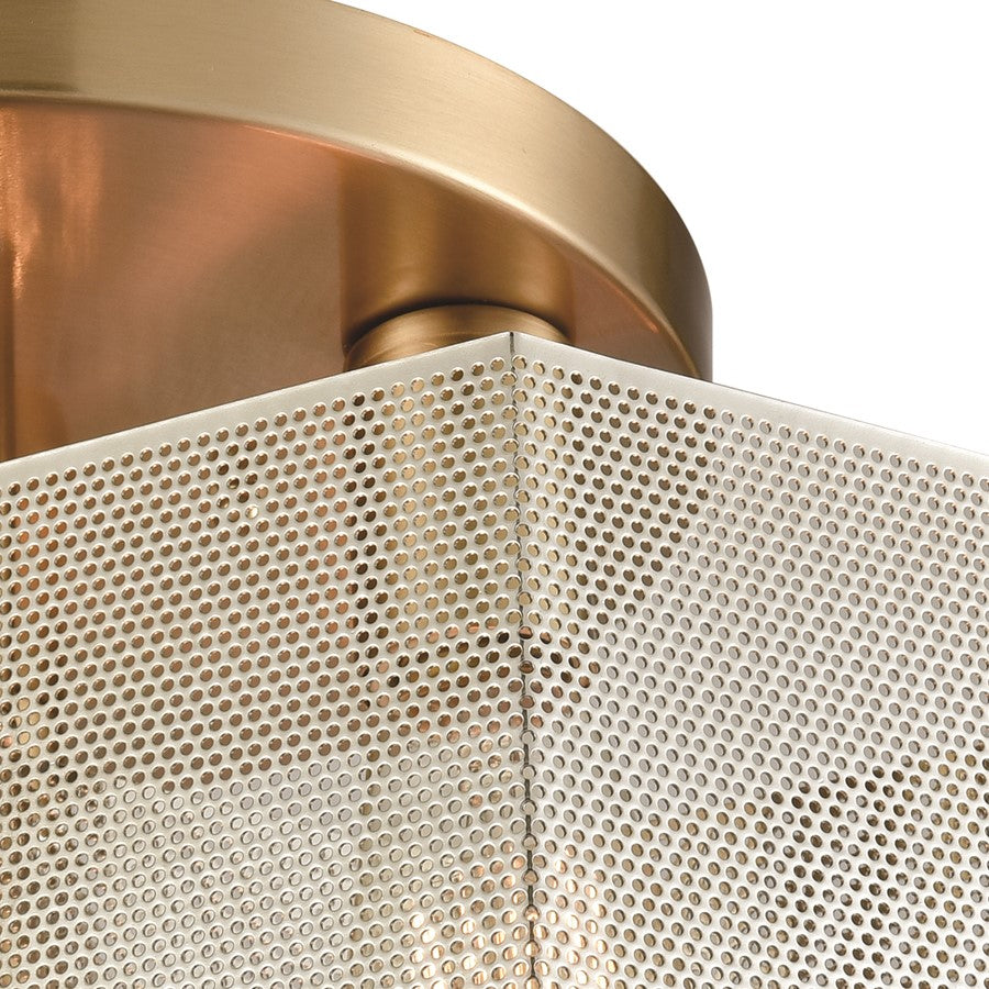 Atlas Lighting Compartir 15in 3-Light Semi Flush Mount | Modern Satin Brass and Polished Nickel Honeycomb | Entryway & Hallway | Model CL12152-BS