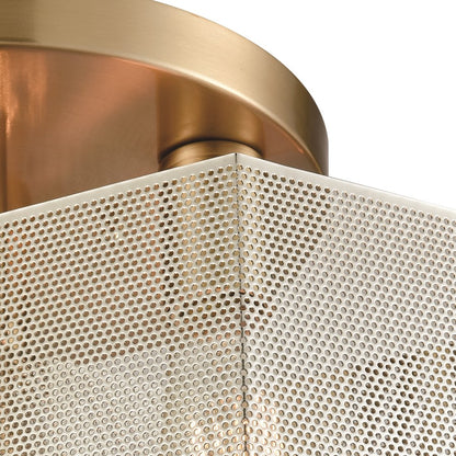 Atlas Lighting Compartir 15in 3-Light Semi Flush Mount | Modern Satin Brass and Polished Nickel Honeycomb | Entryway & Hallway | Model CL12152-BS