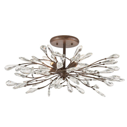Atlas Lighting Crislett 28in 4-Light Semi Flush Mount | Transitional Sunglow Bronze and Clear Crystal | Dining Room & Living Room | Model CL12166-BZ