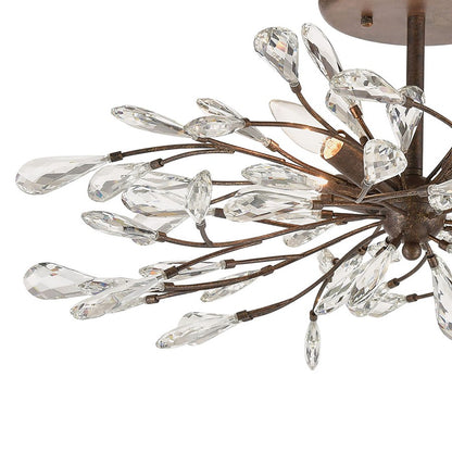Atlas Lighting Crislett 28in 4-Light Semi Flush Mount | Transitional Sunglow Bronze and Clear Crystal | Dining Room & Living Room | Model CL12166-BZ