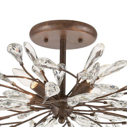 Atlas Lighting Crislett 28in 4-Light Semi Flush Mount | Transitional Sunglow Bronze and Clear Crystal | Dining Room & Living Room | Model CL12166-BZ