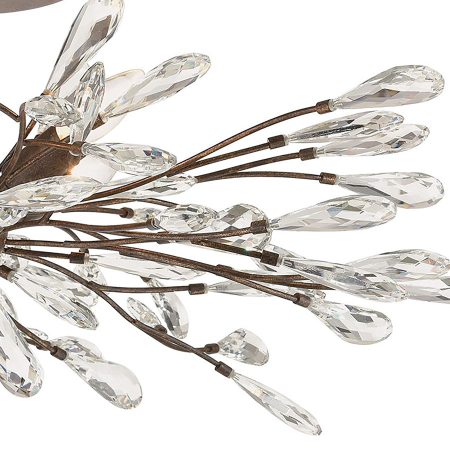 Atlas Lighting Crislett 28in 4-Light Semi Flush Mount | Transitional Sunglow Bronze and Clear Crystal | Dining Room & Living Room | Model CL12166-BZ