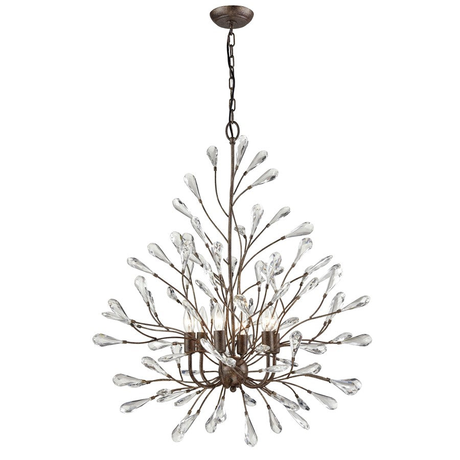 Atlas Lighting Crislett 31in 6-Light Chandelier | Traditional Sunglow Bronze and Clear Crystal | Dining Room & Foyer | Model CL12167-BZ