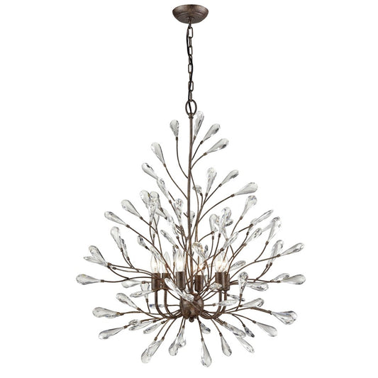 Atlas Lighting Crislett 31in 6-Light Chandelier | Traditional Sunglow Bronze and Clear Crystal | Dining Room & Foyer | Model CL12167-BZ