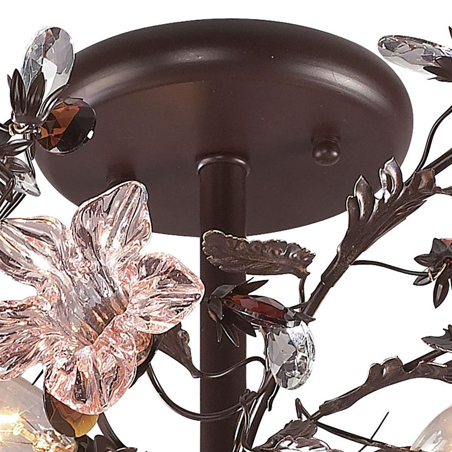 Atlas Lighting Cristallo Fiore 27in 3-Light Semi-Flush Mount | Traditional Bronze and Multicolor Crystal | Entryway & Dining Room | Model CL12174-BZ