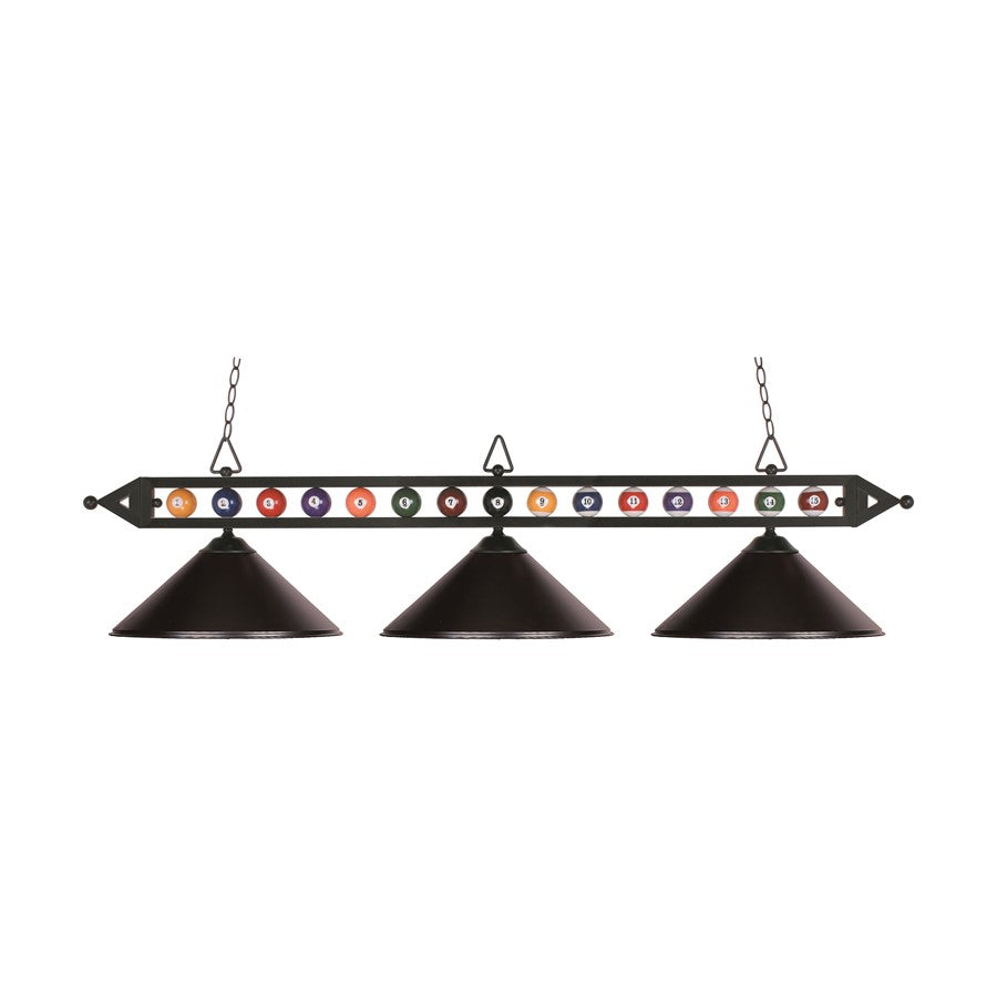 Atlas Designer Classics 58in 3-Light Linear Chandelier | Transitional Matte Black Metal | Kitchen Island & Dining Room | Model CL12203-BK1