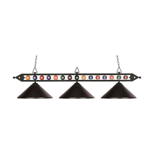 Atlas Designer Classics 58in 3-Light Linear Chandelier | Transitional Matte Black Metal | Kitchen Island & Dining Room | Model CL12203-BK1