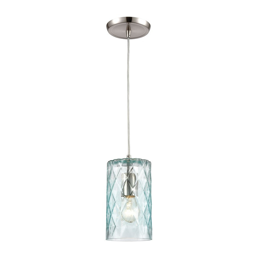 Atlas Lighting Diamond Pleat 5" 1Lt Pendant, Satin Nickel/Blue - CL12204-BL