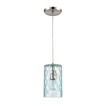 Atlas Lighting Diamond Pleat 5" 1Lt Pendant, Satin Nickel/Blue