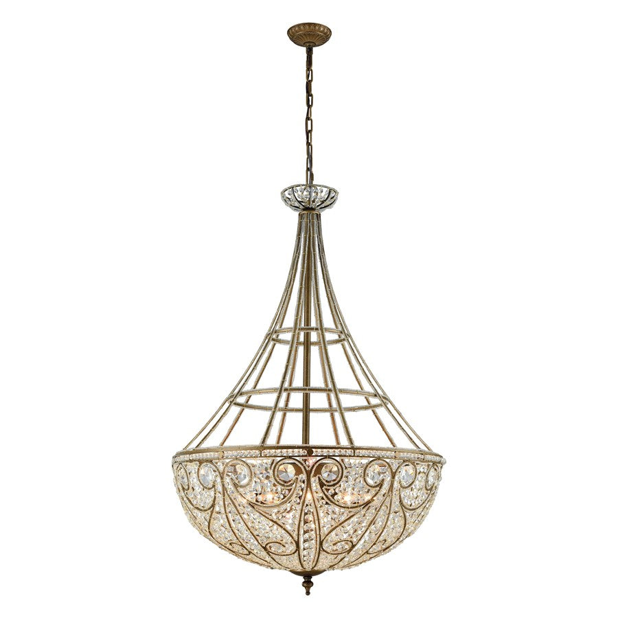 Atlas Elizabethan 28in 10-Light Chandelier | Traditional Dark Bronze and Clear Crystal | Dining Room & Entryway | 28 x 28 x 45 in | Model CL12218-BZ