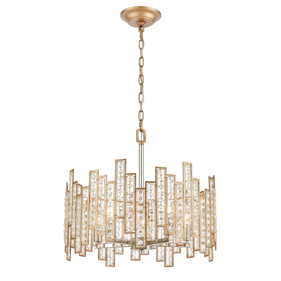 Atlas Lighting Equilibrium 19in 5-Light Chandelier | Modern Matte Gold and Polished Chrome Crystal | Dining Room & Living Room | Model CL12238-GD