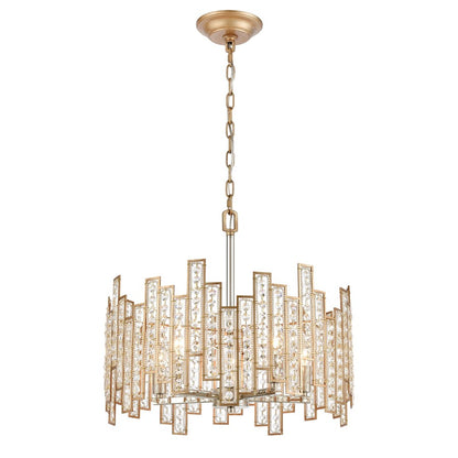 Atlas Lighting Equilibrium 19in 5-Light Chandelier | Modern Matte Gold and Polished Chrome Crystal | Dining Room & Living Room | Model CL12238-GD