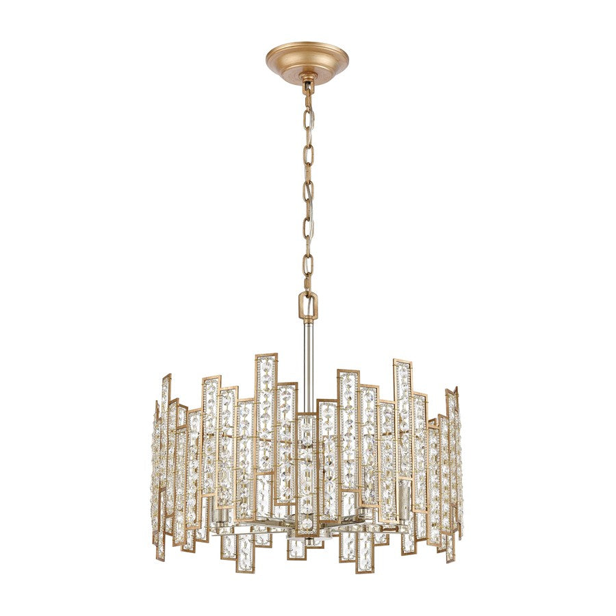 Atlas Lighting Equilibrium 19in 5-Light Chandelier | Modern Matte Gold and Polished Chrome Crystal | Dining Room & Living Room | Model CL12238-GD