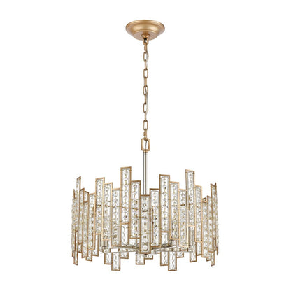 Atlas Lighting Equilibrium 19in 5-Light Chandelier | Modern Matte Gold and Polished Chrome Crystal | Dining Room & Living Room | Model CL12238-GD