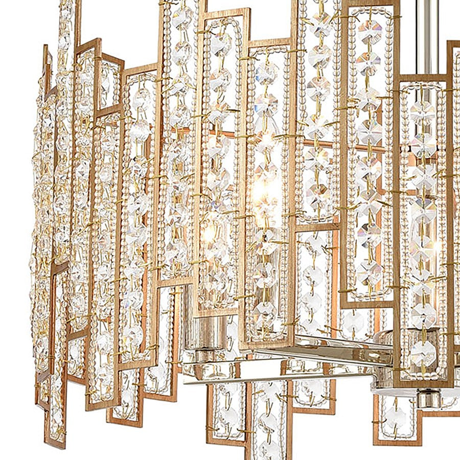 Atlas Lighting Equilibrium 19in 5-Light Chandelier | Modern Matte Gold and Polished Chrome Crystal | Dining Room & Living Room | Model CL12238-GD