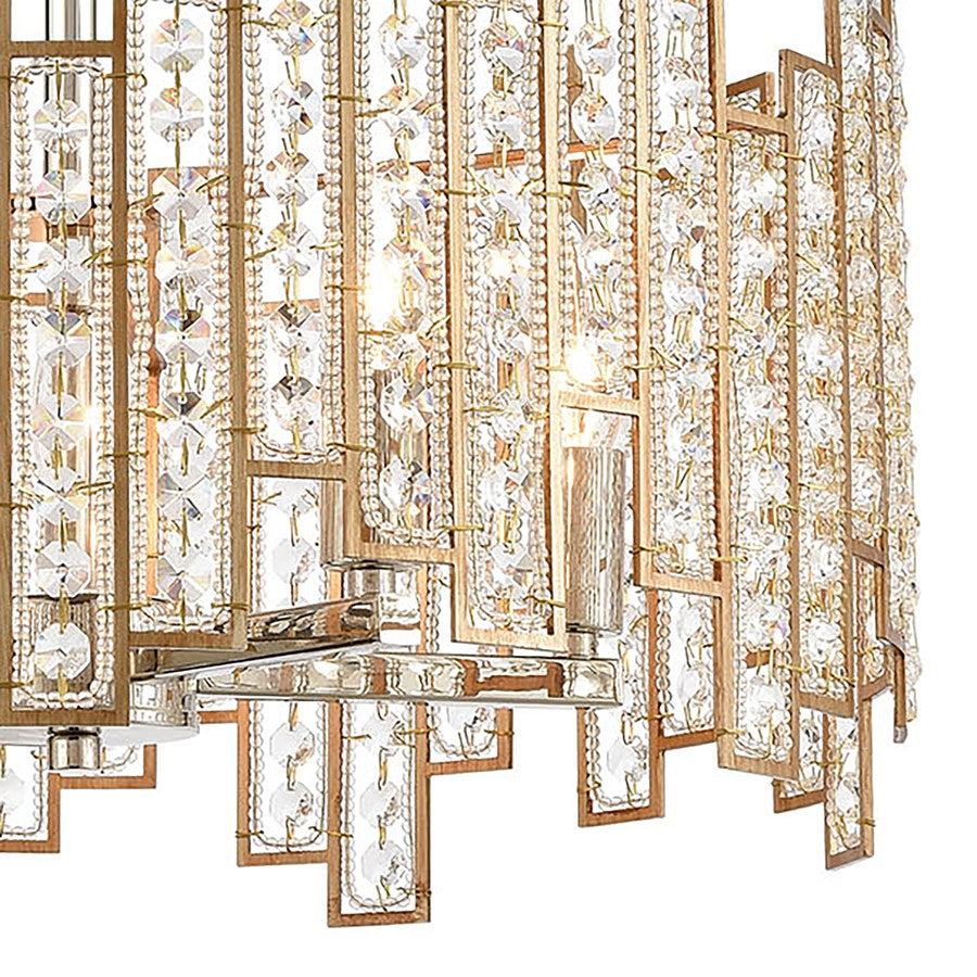 Atlas Lighting Equilibrium 19in 5-Light Chandelier | Modern Matte Gold and Polished Chrome Crystal | Dining Room & Living Room | Model CL12238-GD