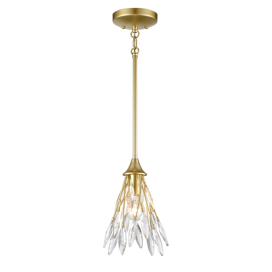 Atlas Lighting Flora Grace 7in 1-Light Mini Pendant | Traditional Champagne Gold and Clear Crystal | Kitchen Island & Dining Room | Model CL12250-GD