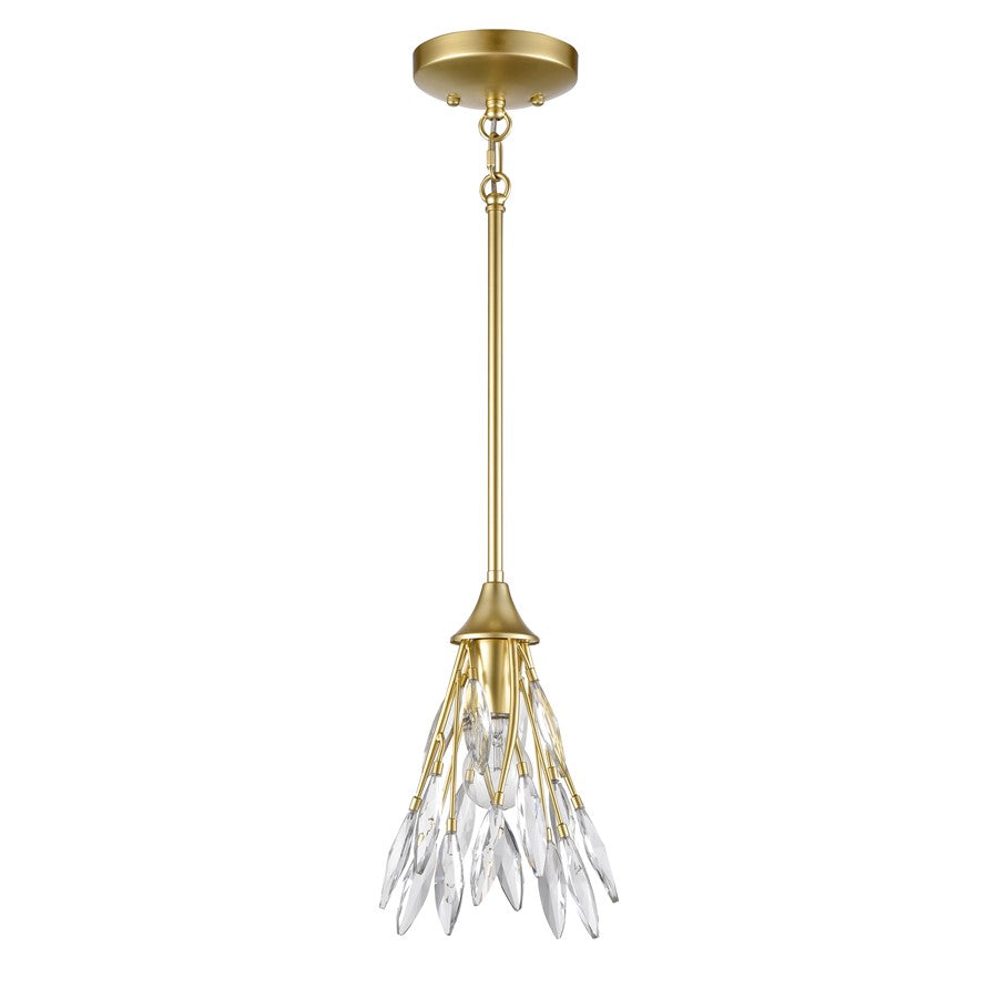 Atlas Lighting Flora Grace 7in 1-Light Mini Pendant | Traditional Champagne Gold and Clear Crystal | Kitchen Island & Dining Room | Model CL12250-GD