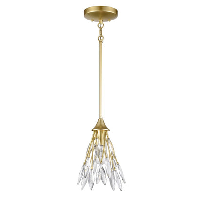 Atlas Lighting Flora Grace 7in 1-Light Mini Pendant | Traditional Champagne Gold and Clear Crystal | Kitchen Island & Dining Room | Model CL12250-GD