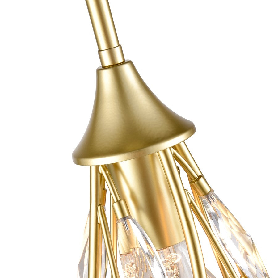 Atlas Lighting Flora Grace 7in 1-Light Mini Pendant | Traditional Champagne Gold and Clear Crystal | Kitchen Island & Dining Room | Model CL12250-GD