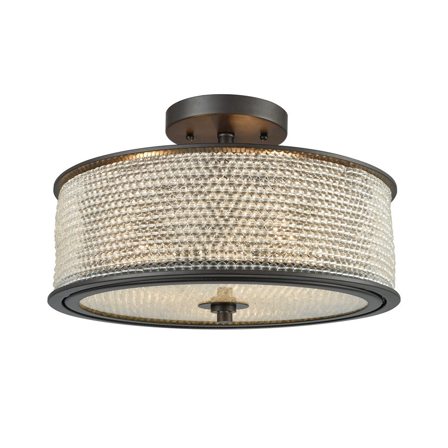 Atlas Lighting Glass Beads 16in 3-Light Semi-Flush Mount | Transitional Oil Rubbed Bronze and Clear Glass | Entryway & Hallway | Model CL12269-BZ