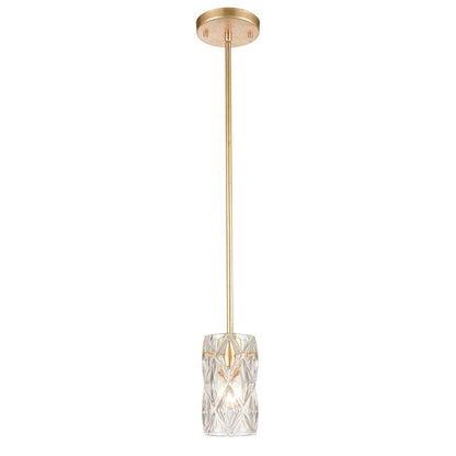 Atlas Jenning 4in 1-Light Mini Pendant | Modern Parisian Gold Leaf and Clear Glass | Kitchen Island & Dining Room | 4 x 4 x 7 in | Model CL12305-GD