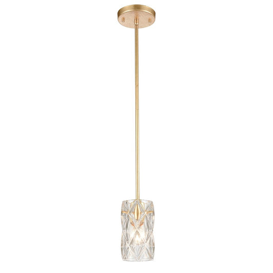 Atlas Jenning 4in 1-Light Mini Pendant | Modern Parisian Gold Leaf and Clear Glass | Kitchen Island & Dining Room | 4 x 4 x 7 in | Model CL12305-GD