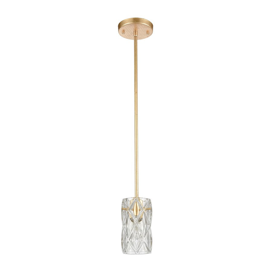 Atlas Jenning 4in 1-Light Mini Pendant | Modern Parisian Gold Leaf and Clear Glass | Kitchen Island & Dining Room | 4 x 4 x 7 in | Model CL12305-GD
