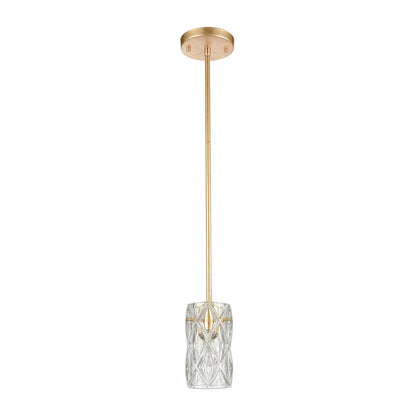 Atlas Jenning 4in 1-Light Mini Pendant | Modern Parisian Gold Leaf and Clear Glass | Kitchen Island & Dining Room | 4 x 4 x 7 in | Model CL12305-GD