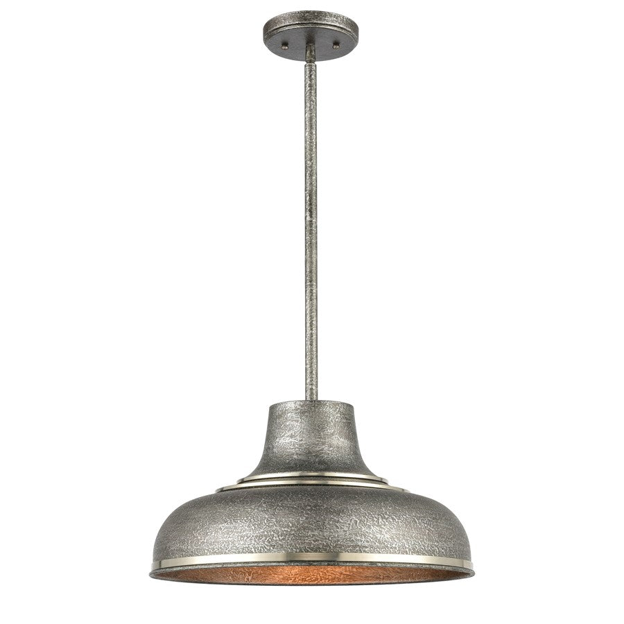 Atlas Kerin 16in 1-Light Pendant | Transitional Textured Silvery Gray and Polished Nickel Metal | Dining Room & Kitchen Island | Model CL12309-SV